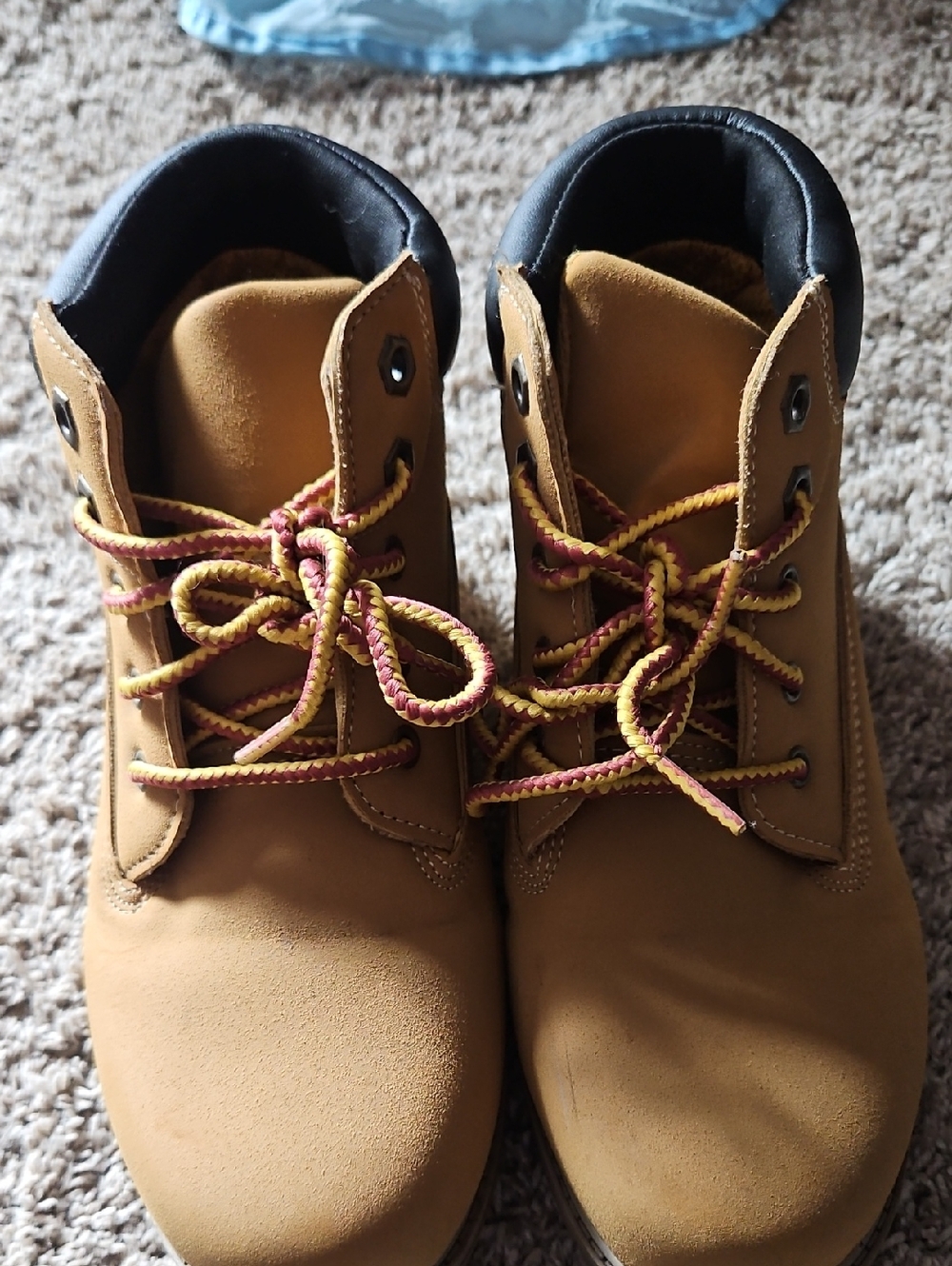wonder nation Brown Kids Boots with Maroon & Yellow Laces
